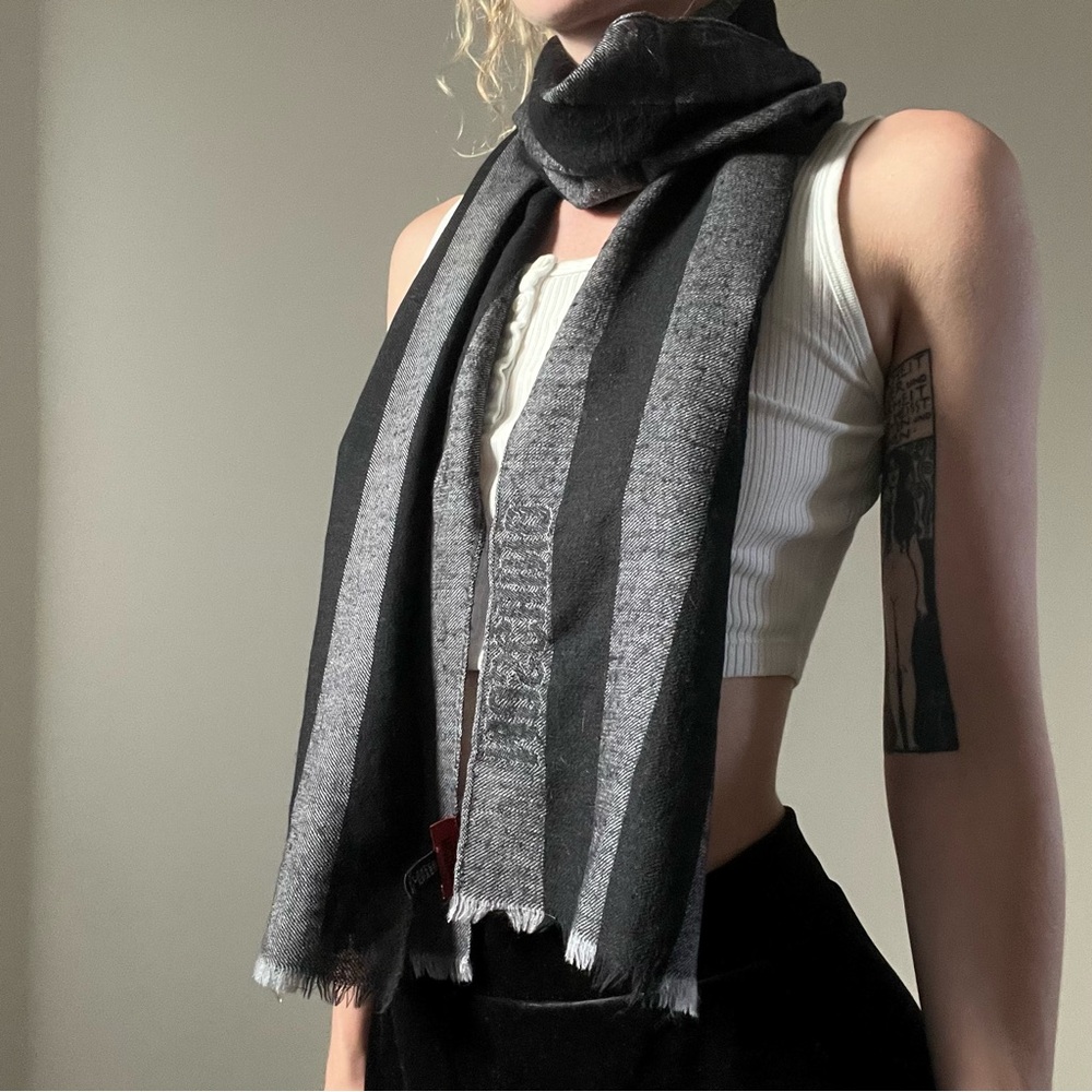 Moschino Scarf • Gray & Black • 100% Wool • Made in Italy • One Size Fits Most